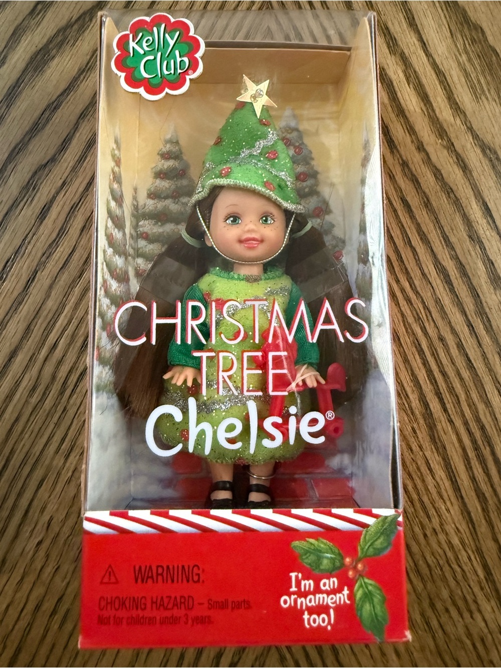 Mattel Kelly Club Chelsie Doll in Green and Red Christmas Tree Outfit